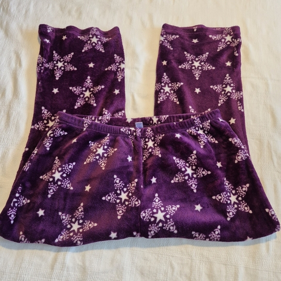 Laura Scott women's size 2X purple with white star design fluffy lounge pants - Picture 2 of 7